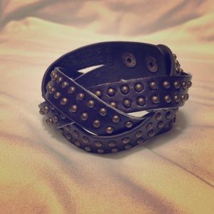 Leather braided studded bracelet